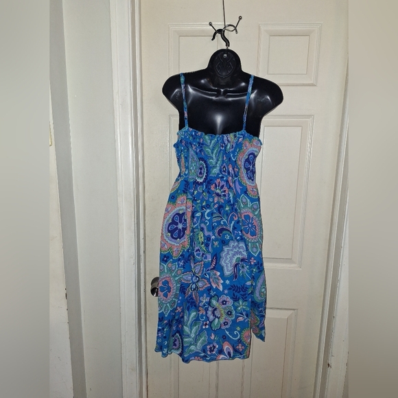 Blue Floral Sleeveless Dress - Picture 4 of 5